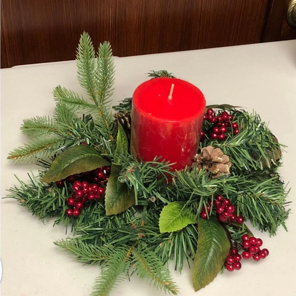 Celebrating Home Christmas Jingle Bell pine Candle Ring